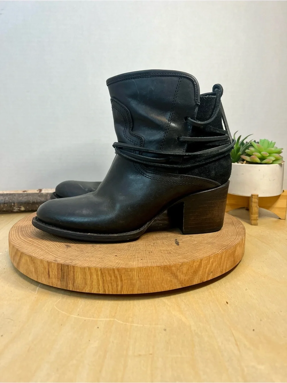 Freebird Pasey Black Heeled Ankle Boots Size 8